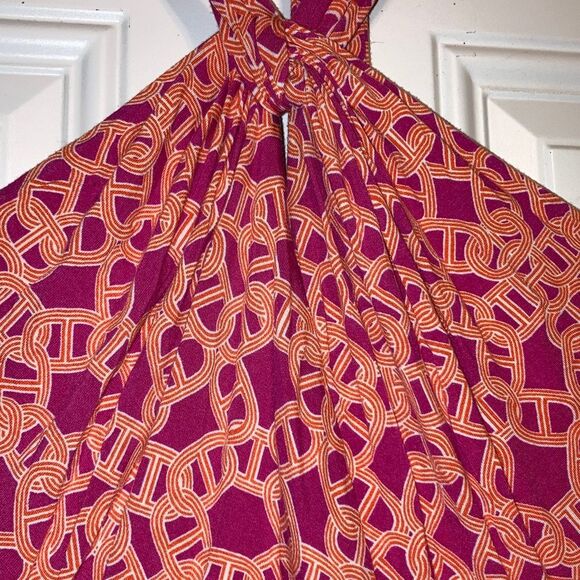 LAUNDRY by SHELLI SEGAL Printed Mediterranean Maxi Halter Dress Womens Medium - Picture 8 of 13